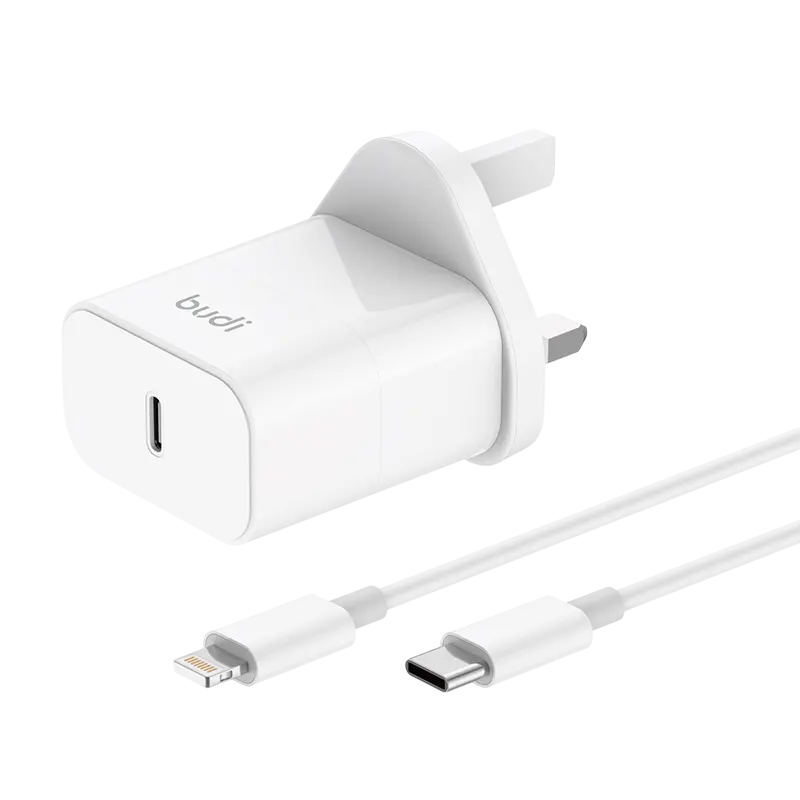 Budi AC367UTTW 22W Power Adapter UK Plug + USB-C to USB-C Cable 1m 2 Mascom International.webp